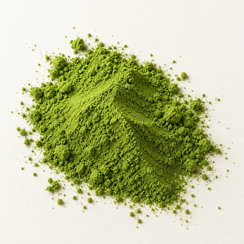 AI illustration of a matcha powder mound, with color inspired by our pouring footage