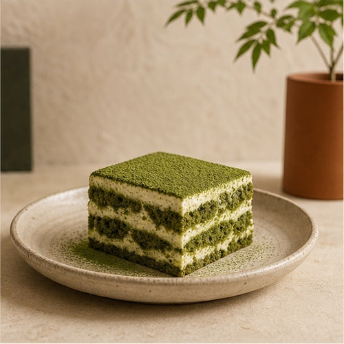 Matcha dessert application, illustrative serving concept